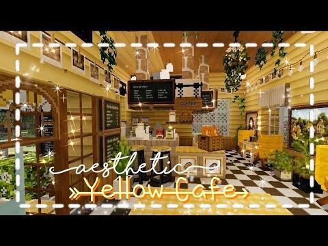 ✨ Aesthetic Yellow Cafe 💛☕ //Minecraft Chill Speed Build🦋// The Girl Miner ⛏️