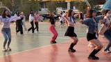 There is never a shortage of dancers on the playground!
