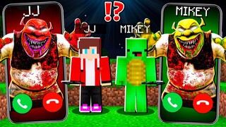 JJ Creepy SHREK vs Mikey SHREK.EXE CALLING at NIGHT to JJ and MIKEY ! - in Minecraft Maizen