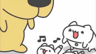 Headphones cat mother and her children~