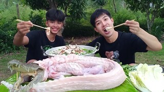 จระเข้กะทะ!! จัดแบบสดๆมาเป็นตัว กินร้อนๆคาเตาถ่าน เด็ดมากๆ