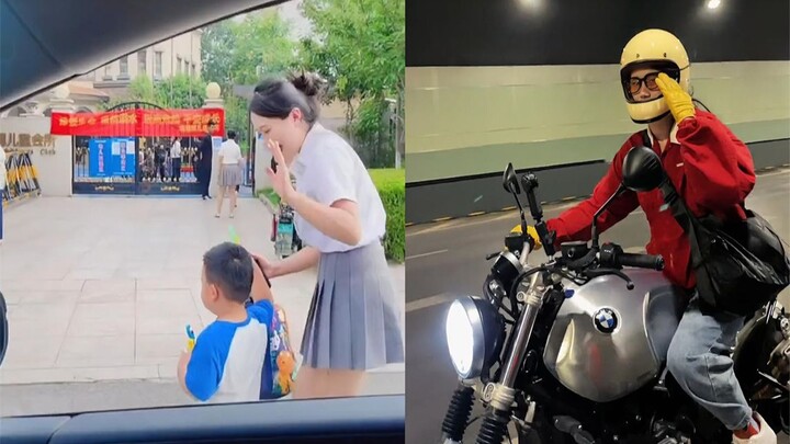 Preschool teacher shares a workday contrast video: the sweet, quiet her transforms into a wild rider