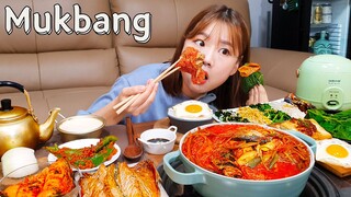 🍱13첩고등어쌈밥정식+막걸리한통🍶 집밥땡길땐 시장털어서 고등어김치찜+ 고갈비 만한게 없쥬?😋Ft.나물비빔밥 MUKBANG ASMR EATINGSHOW REALSOUND 요리먹방