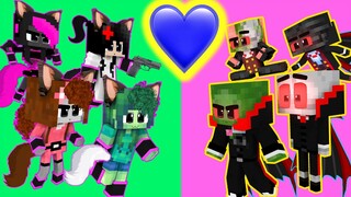 CUTE WEREWOLF GIRLS vs VAMPIRE BOYS - Love Curse! - Minecraft Animation