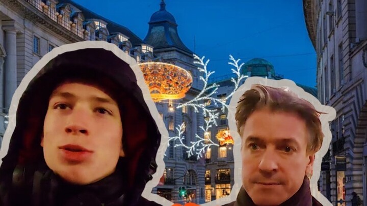 Can the weather in the UK cause family conflicts?! Father and son watch the Christmas lights and hat
