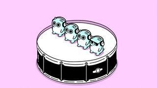 Irama yang sempurna! Drummer Kecil "orang jahat" [HAMHAM BIRU]