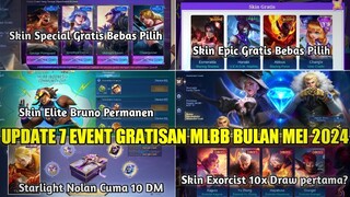 UPDATE EVENT 7 EVENT GRATISAN MLBB MEI 2024! SKIN EPIC & SPECIAL GRATIS BEBAS PILIH, STARLIGHT 10 DM