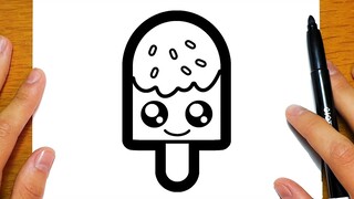 BELAJAR MELUKIS AISKRIM BATANG LUCU | Lukisan yang mudah