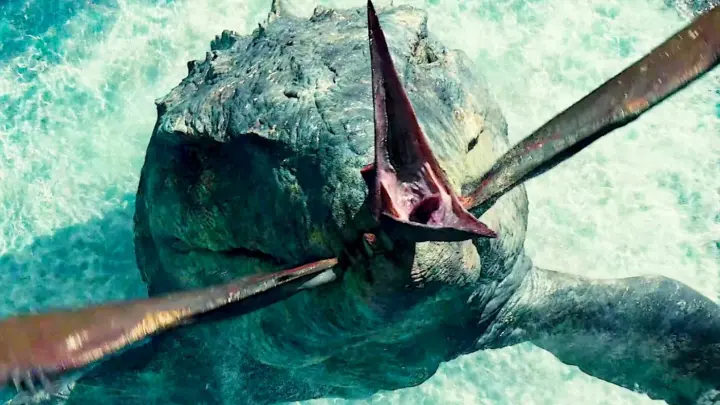 [4K widescreen] The overlord of the ocean, Mosasaur, devours pterosaurs!