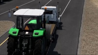 Transporting a tractor by truck