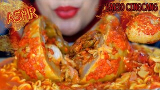 ASMR BAKSO CINGCANG JUMBO KUAH TAICHAN|| INDOMIE KARI KUAH PEDAS || ASMR INDONESIA