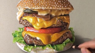 Sangat nyata! Menggunakan waktu dua hari untuk menggambar hamburger kecil dengan resep rahasia di atas kertas, Ayah mengatakan itu enak setelah memakannya!