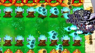 PvZ Hybrid - Plants vs. 100 10,000 HP Rugby Zombies on two tracks