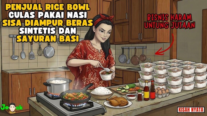 AZAB PENJUAL RICE BOWL CULAS PAKAI NASI SISA DIAMPUR BERAS SINTETIS DAN SAYUR
