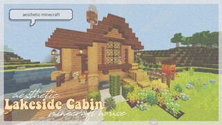 [mcpe] aesthetic lakeside cabin ~ minecraft speedbuild 🌿🌳