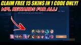 CLAIM FREE 15 SKINS IN 1 CODE ONLY! MPL REWARDS FOR ALL! MOBILE LEGENDS