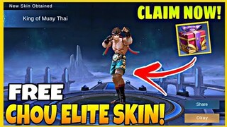 CLAIM AND GET FREE CHOU ELITE SKIN "KING OF MUAY THAI"! || MOBILE LEGENDS BANG BANG