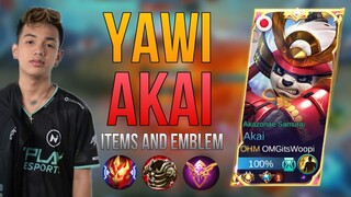 I TRIED AKAI USING YAWI ITEMS AND EMBLEM! | ENEMY CALL ME CHEATER?! | MLBB