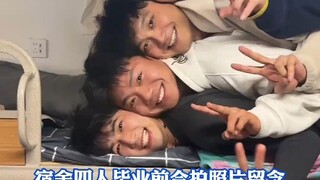 宿舍四人毕业前合拍照片留念，这颜值简直逆天了！！！