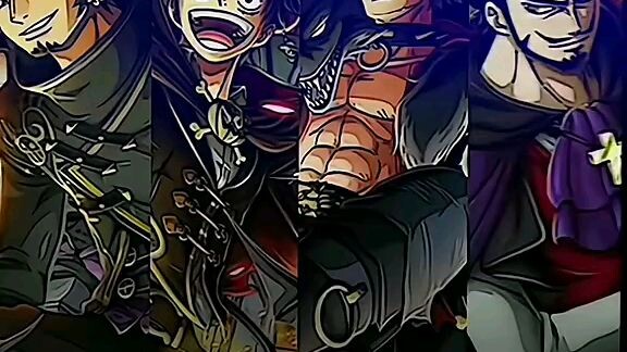 Trafalgar D. Law, Monkey D. Luffy, Potragas D. Ace and Mihawk.