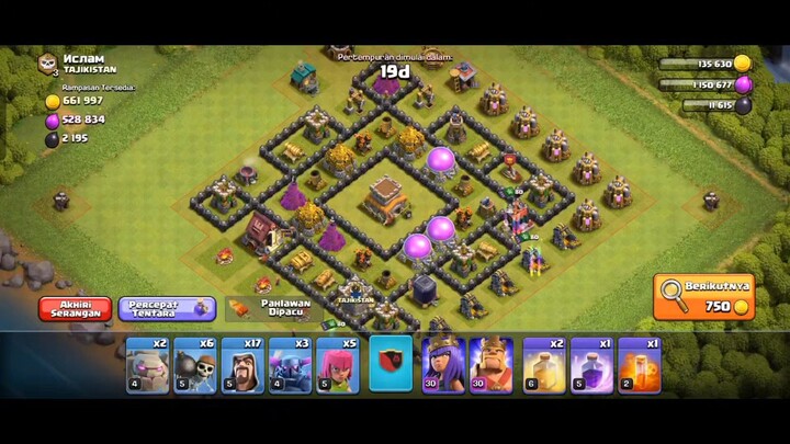 coc th9.. pasukan darat sangat ampuh meratakan base lawan maxx..