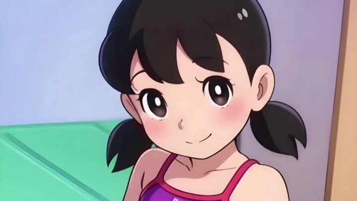 Doraemon Shizuka in a Purple Swimsuit