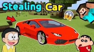 Stealing Car in Minecraft 😱 || 😂 Shinchan Minecraft || Doraemon Minecraft