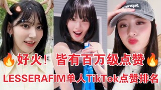 第一竟是擦镜子？采源170W高赞！樱花播放队内第一 在健身道路狂飙的神奇女团 LE SSERAFIM TikTok单人视频点赞排名