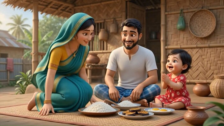 Cozy Rural Life 🌴🪵 || Special Egg Bhaji & Begun Bhaji 🍳🍆 || 3D Ghibli Style
