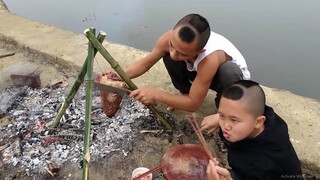 Tim Bò Nướng Kiểu Mông Cổ - Nấu Ăn Bên Bờ Suối Cười Há Mồm Với Mao Đệ