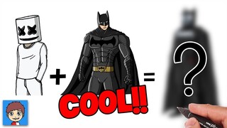 Cara Menggambar Marshmello + Batman dengan Mudah