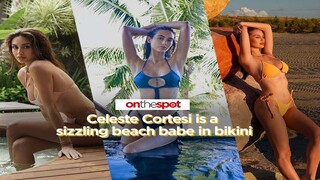 On the Spot: Celeste Cortesi is a sizzling beach babe in bikini