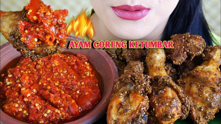 ASMR AYAM GORENG KETUMBAR DAN SAMBEL SECOBEK | EATING SOUNDS