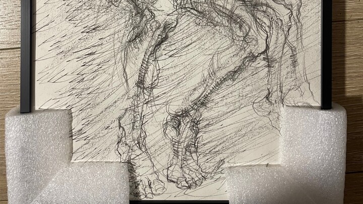 This painting drawn by my nephew has been collected, but he’s not happy about it. Does anyone know w