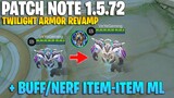 BANE BUFF, DHS NERF, TWILIGHT ARMOR REVAMP, BLOOD WINGS REVAMP, BLADE ARMOR BUFF - PATCH NOTE 1.5.72