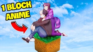 Noob Ruby Thách 24h Sinh Tồn " 1 BLOCK ANIME " Siêu Thực Tế Trong Minecraft !