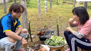 Ra vườn nướng thịt bò cuốn lá lốt, thịt gà, tôm Thái và lòng non với em trai 18