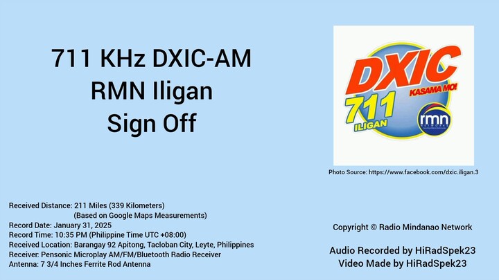 711 KHz DXIC-AM RMN Iligan Sign Off (2025)