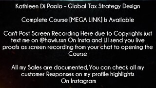 Kathleen Di Paolo Course Global Tax Strategy Design download