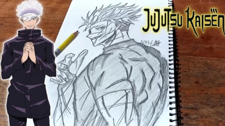 KIKOO!!?? 😱😱,  Menggambar Gojou Satoru Dari Jujutsu Kaisen