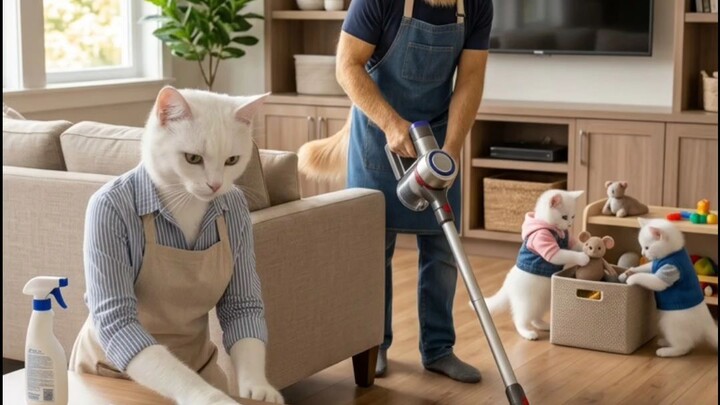 Realistic Cat & Dog Family Cooking Together 🐱🐶 | Cute Kittens | AI Animal Family#CatAndDog #CuteKi