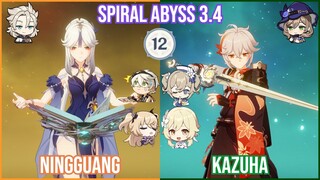 【GI】Ningguang x Kazuha Budget Hyperbloom - Spiral Abyss 3.4 Full Star Clear Showcase