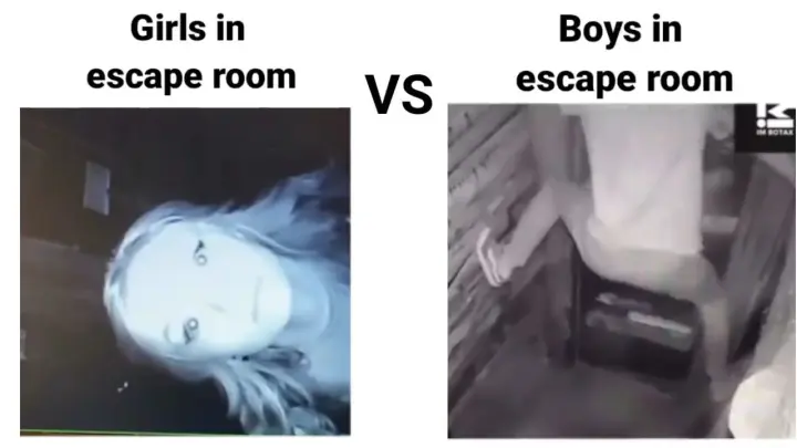 Girls in escape room VS Boys in escape room