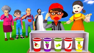 Scary Teacher 3D vs Squid Game Choose Correct Favorite Soft Drink Flavor 5 Times Challenge