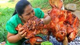 Amazing Cooking BBQ Pig head with Spicy recipe By village & Cooking life