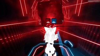 Shirakami Fubuki bermain Beat Saber dengan lagu "Fujiwara Chika Dance"