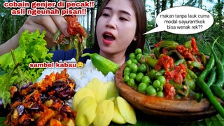 SEDERHANA NIKMAT MAKAN PECAK GENJER SAMBEL KABAU LALAPAN MENTAH JENGKOL MUDA CABE TERONG MENTAH