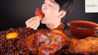 Mukbang đùi gà và mì tương đen p2 #anngon