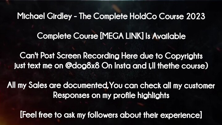 Michael Girdley  course - The Complete HoldCo Course 2023 download