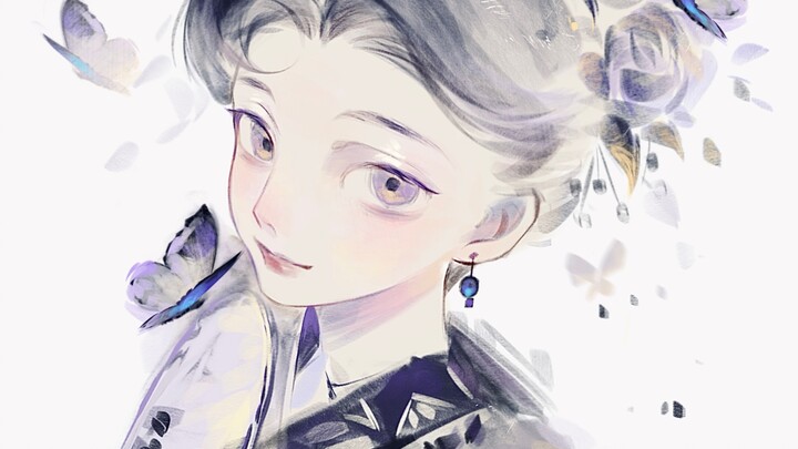 Willow-leaf eyebrows emerge between the brows, peach blossoms bloom on the cheeks.
